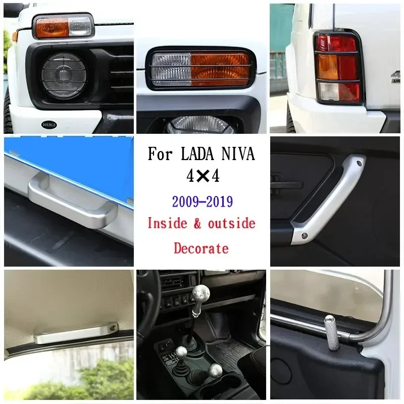 

For LADA NIVA 2009-2019 Aluminum Alloy Silver Car Roof Grab Handle Trim Inside & Outside Decorate Car Accessories