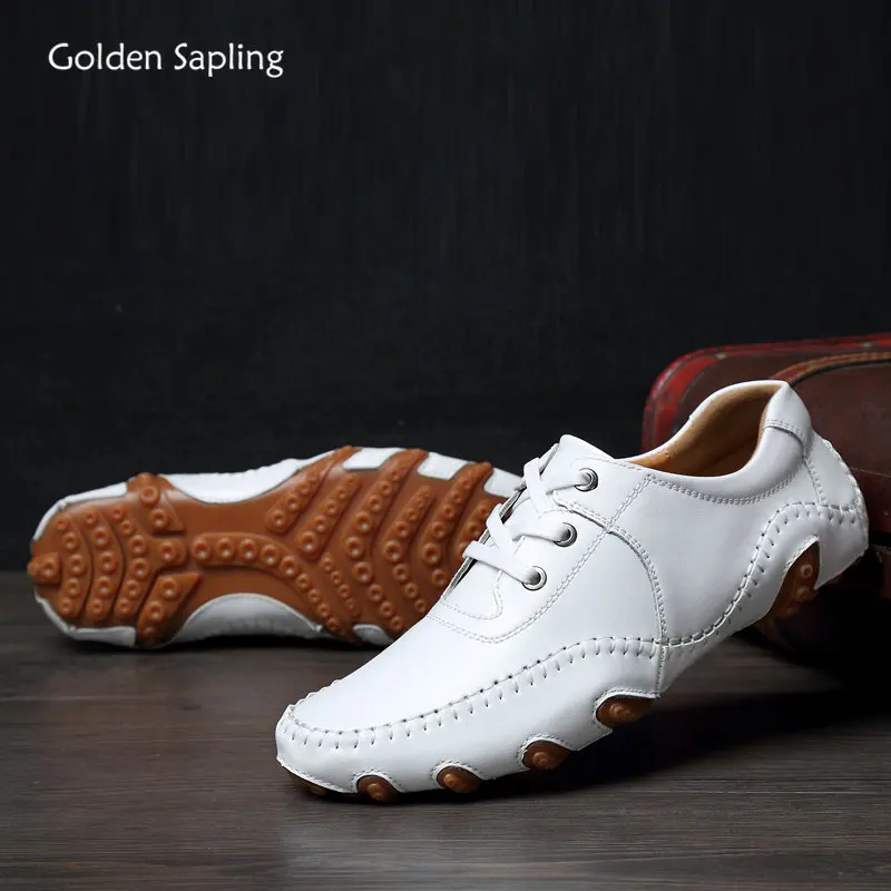 Golden Sapling Men\'s Party Loafers Breathable Casual Shoes Summer Wedding Flats Retro Moccasins Men Leisure Business Dress Shoe