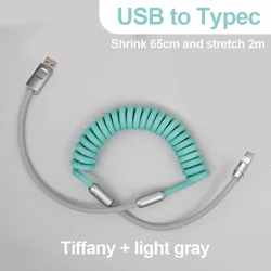 120W Fast Charge USB Cable Quick Charge Type-C Charger Spring Data Cord Line Cable For Xiaomi Huawei Samsung USB to Type C