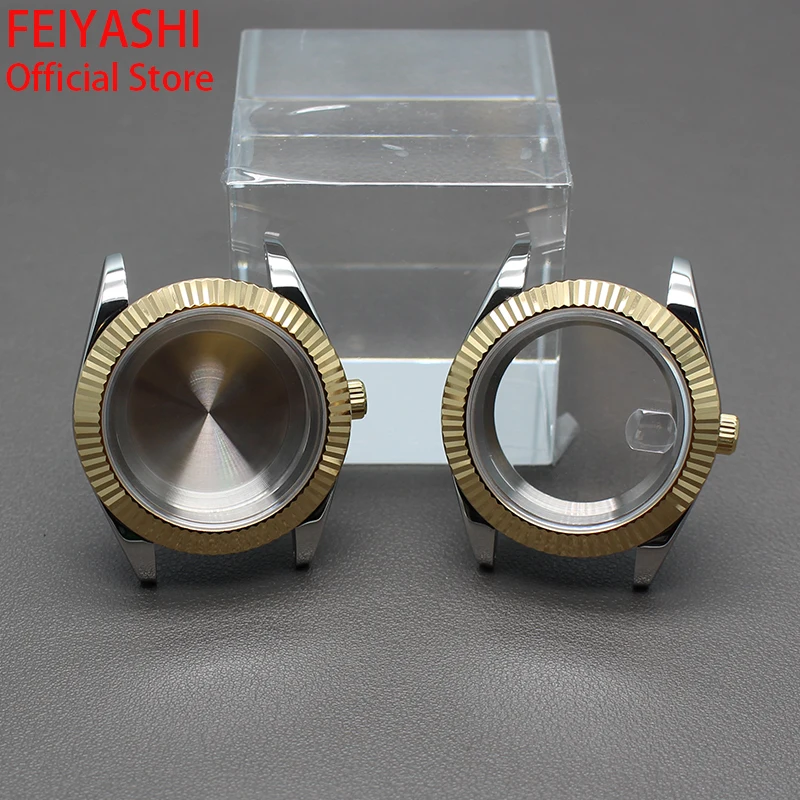 

36mm 40mm Gold Case Watch Parts Sapphire Crystal Glass Waterproof Parts For nh34 nh35 nh36 nh38 Miyota 8215 Movement day date