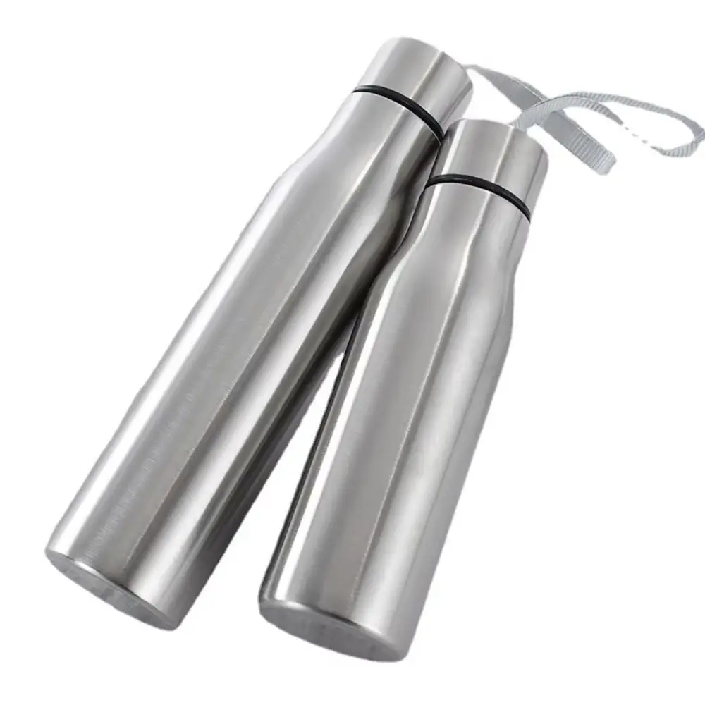 750ml/1000ml Sports Water Bottles Stainless Steel Single-layer Outdoor Drink Bottles with Lift Rope Large Capacity