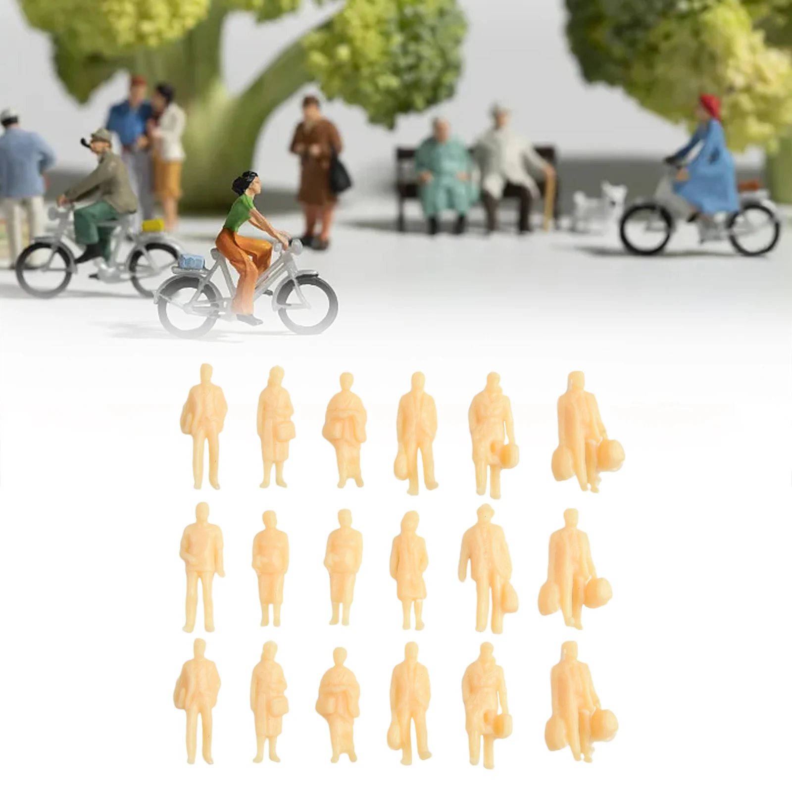 60pcs Sand Table Model Character for mini Landscape Resin Decoration Character Standing Posture Skin Color Train Model Scene