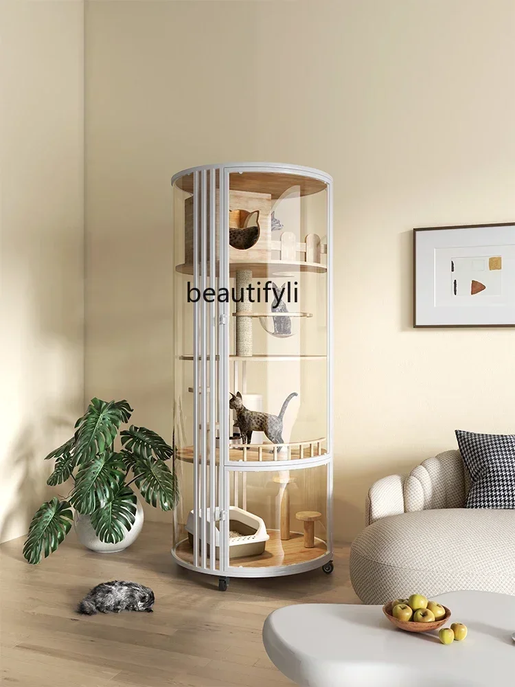 ssPanoramic Super Luxury Cat Villa Home Indoor Non-Occupied Small Apartment Cat Nest Cage House Cylindrical Villa