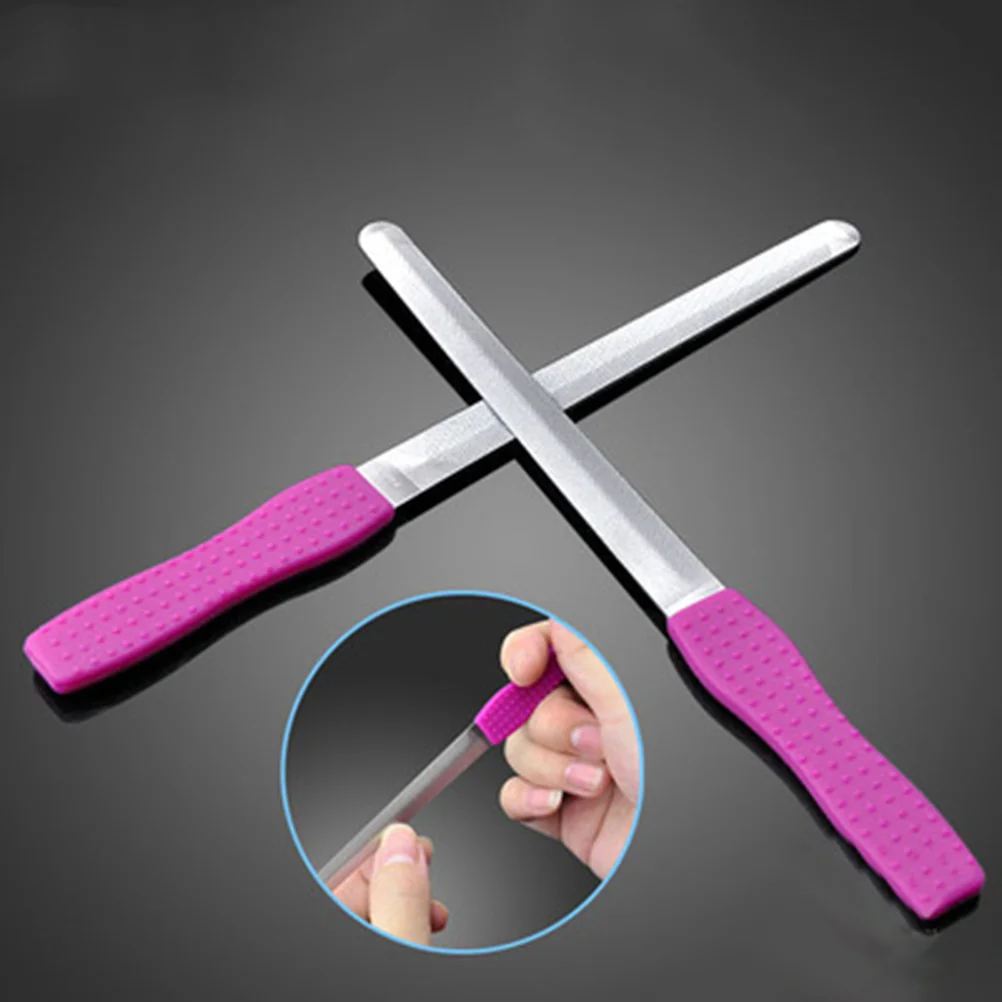 ステンレス鋼両面爪やすりエメリーボードストレートネイルアートツールマニキュアエクステンションサンディングブロック用ロージー