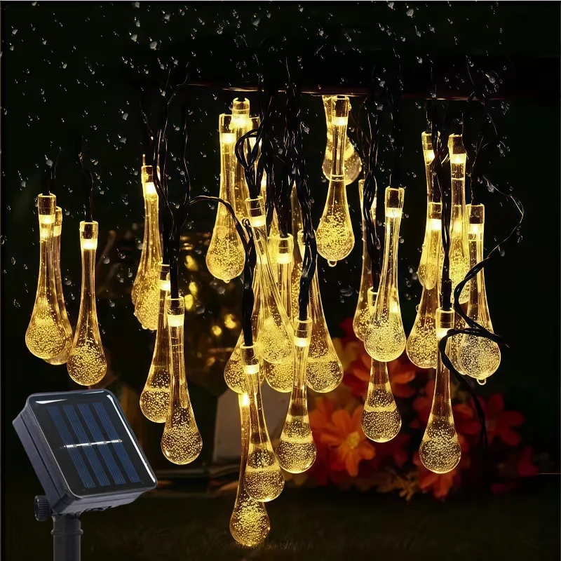 أضواء قطرة المطر الشمسية في الهواء الطلق أضواء الدمعة الشمسية في الهواء الطلق 8 وضع لشجرة عيد الميلاد هالوين أضواء ديكور حديقة الفناء الشمسية #1