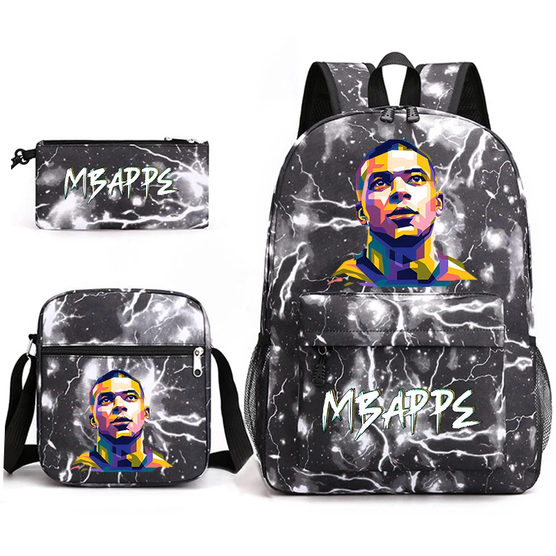 printed student schoolbag 3-piece set youth backpack pencil case shoulder bag set universal for boys and girls