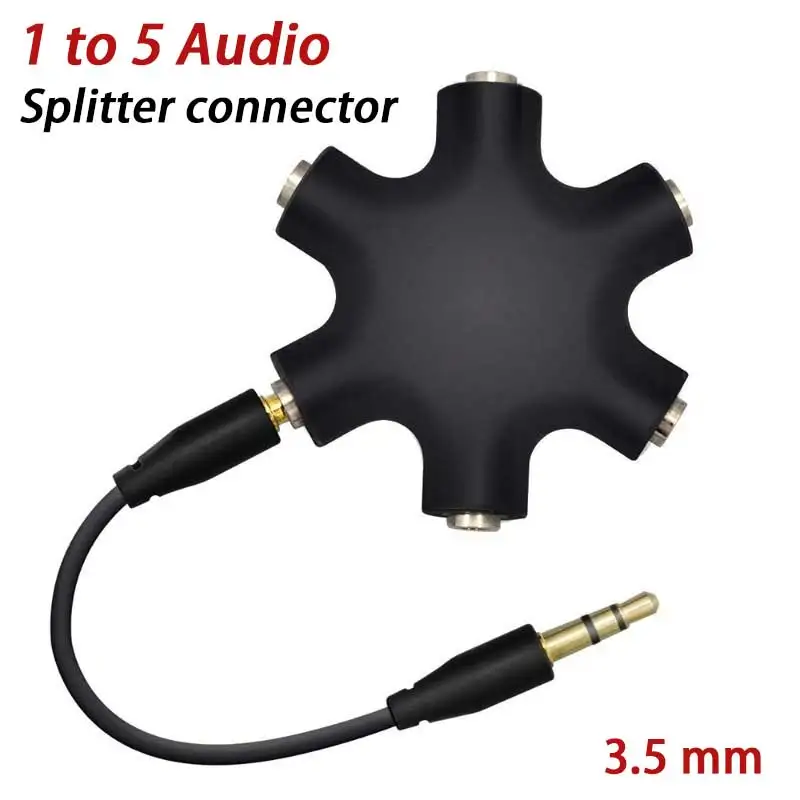1 To 5 Audio Cable 3.5MM Female to Female Extension Cable Audio Straight-through Mobile Phone/headphone 1 to 5 Splitter Suitable