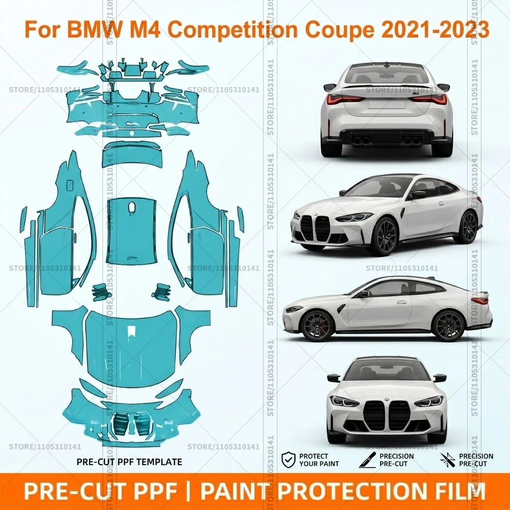 

Pre-Cut Paint Protection Film PPF Transparent Bumper Protector Automotive Clear Bra Car Film For BMW M4CompetitionCoupe2021-2023