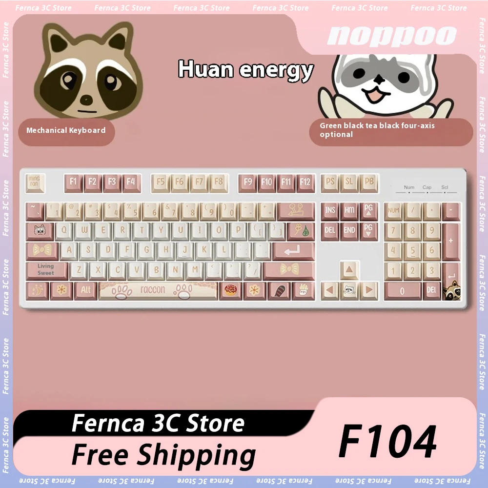 

Noppoo F104 Mechanical Keyboard Hot Swap Monochrome Wired Gaming Keyboard Magnetic Upper Cover 104 Keys Customize PC Gift