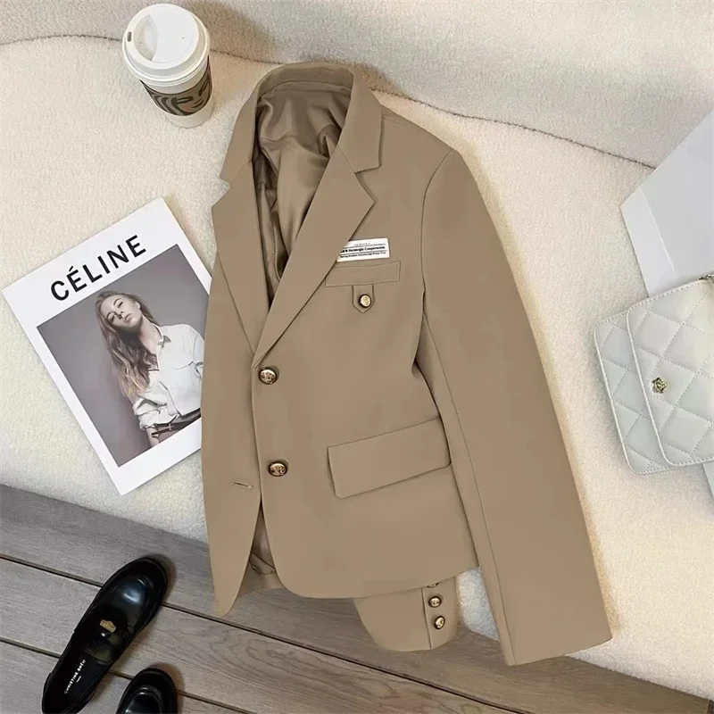 Khaki Frauen Anzug 1 Stück Blazer weibliche Frühling Büro Dame Business Arbeit tragen Mode Mädchen Fomal lässig eleganten Mantel Ballkleid