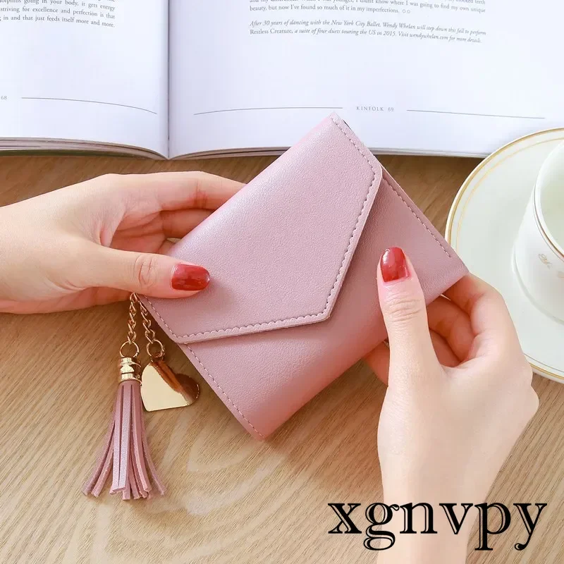 xgnvpyKorean version of the new fresh and sweet ladies wallet female tassel pendant lychee pattern wallet card holder coin purse