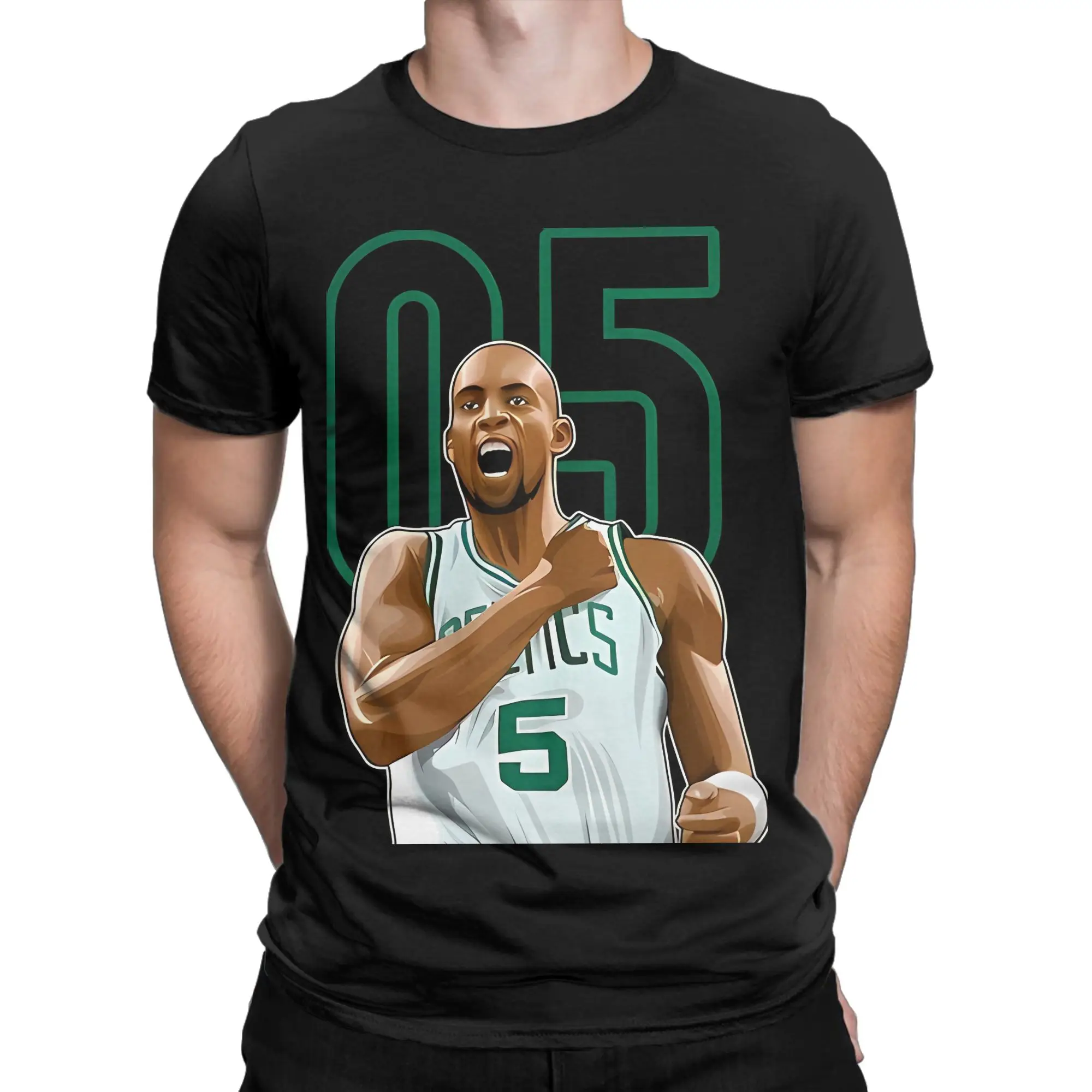 Camiseta de algodón 100% con gráfico del número 5 de Kevin Garnett Boston, camisetas de Kevin Garnett para hombre