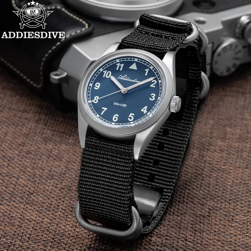 ADDIESDIVE Luxury Quartz Watch For Men New AR Coated Bubble Glass AD2079 Luminous 100m Waterproof Stainless Steel 36mm Watch