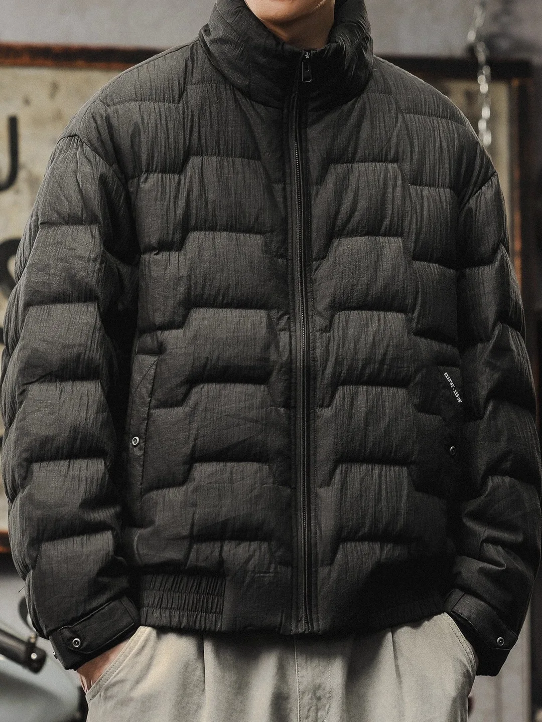 

Men's ort Thiened down Jaet Du Feather Warm Winter Outerwear Loose Fit Stand Collar Coat Youth Faion Trendy Top