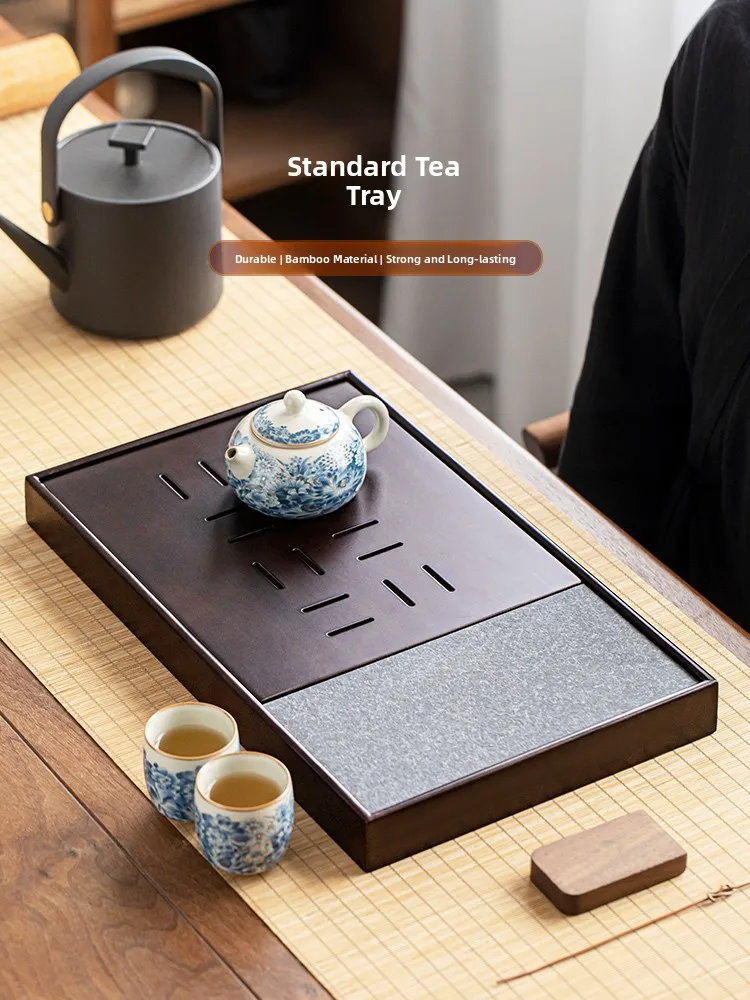 

Длинный прямоугольный бамбуковый поднос для чая, дренажный стол из сухой пены, поднос для хранения воды, сервировочная тарелка для чая, новый китайский чайный сервиз, Acco...