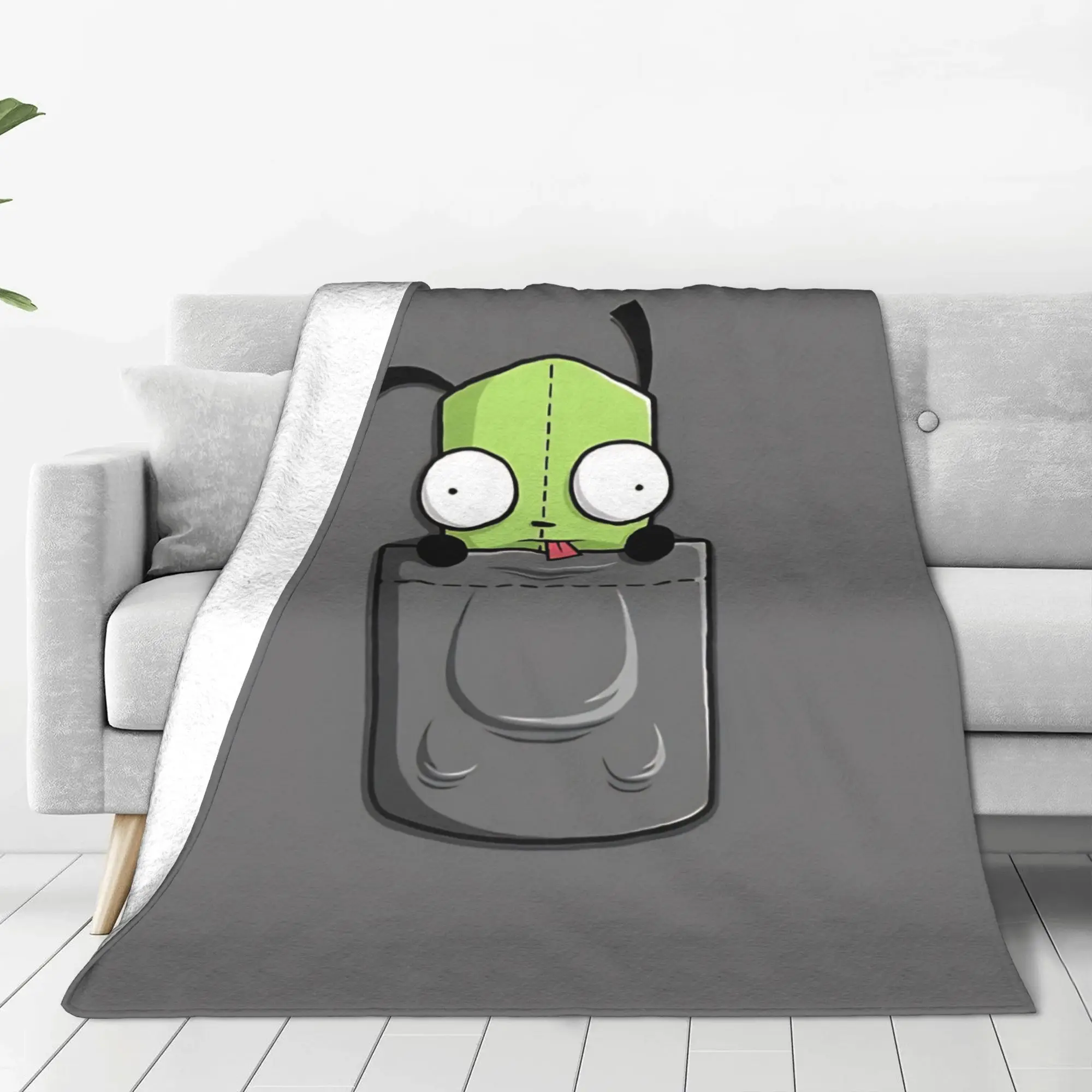 1PC Home Cutecore retro edgy  Invader Zim Blanket Super Cosy Plush Home Living Room Sofa Halloween
