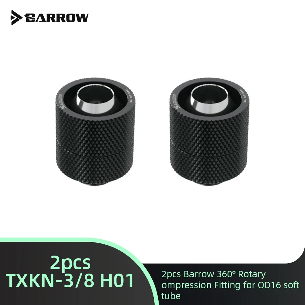 

Barrow 2pcs 360° Rotary compression Fitting For OD16mm Soft Tubing TXKN-3/8 H01 Water Cooling System Connectors DIY PC Building