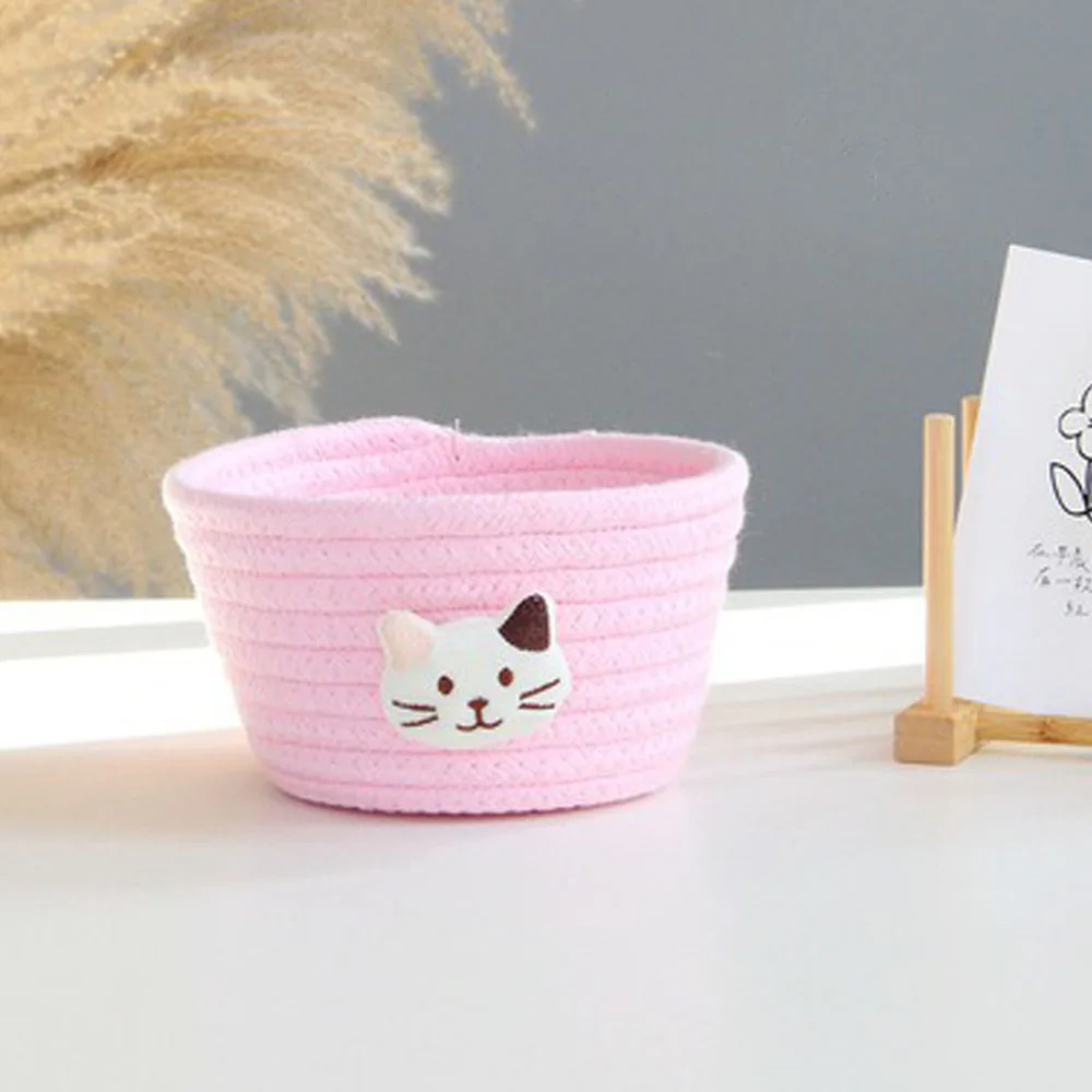 Cotton Stripe Hand Woven Storage Basket Jewelry Baby Toy Desktop Sundries Organize Box Home Goods Cosmetics Finishing Container