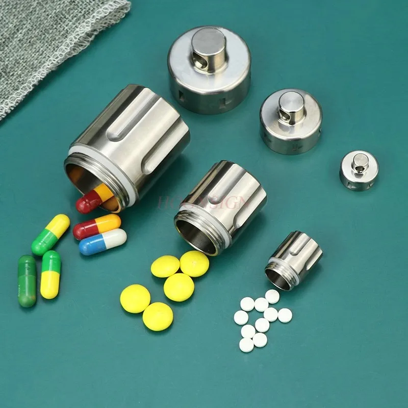 Portable medicine box, mini medicine bottle, sealed compartment, small medicine tank, titanium alloy