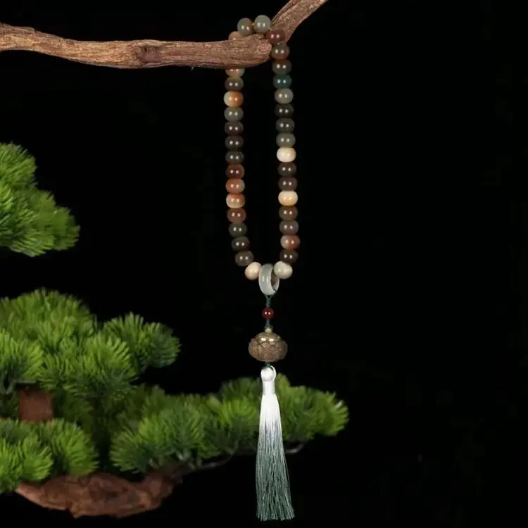 Original Dunhuang Ask Sky Gradient Color Handstring Natural Bodhi Handheld Antique Literature Play Buddha Beads Rosary Fringe