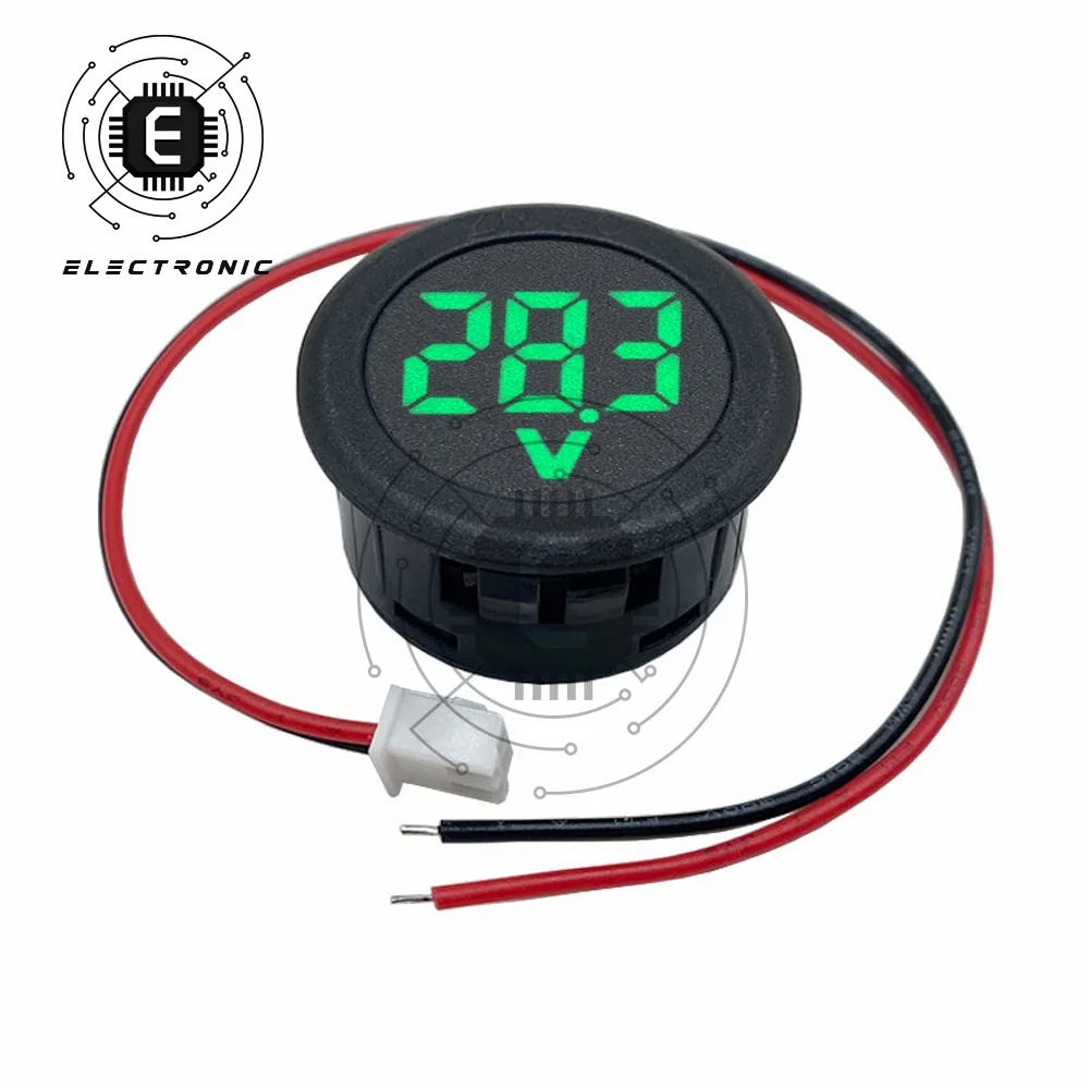 DC 4-100V LED Digital Display Circular Two-wire Voltmeter Digital Voltage Meter Test Head Display Reverse Connection Protection