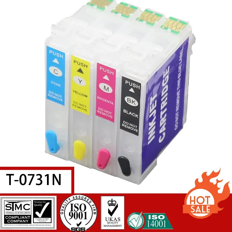 Compatible Empty Refillable Ink Cartridge for Epson T0731N-T0734N 0731N with Auto Reset chip suit For EPSON STYLUS C79/C110/C90