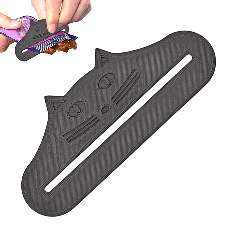 2Pcs Cat Food Pouch Squeezer Kitten Food Bag Squeezer Dispenser Cats Liquid Wet Treat Dispenser Cute Cat Face Pattern Design