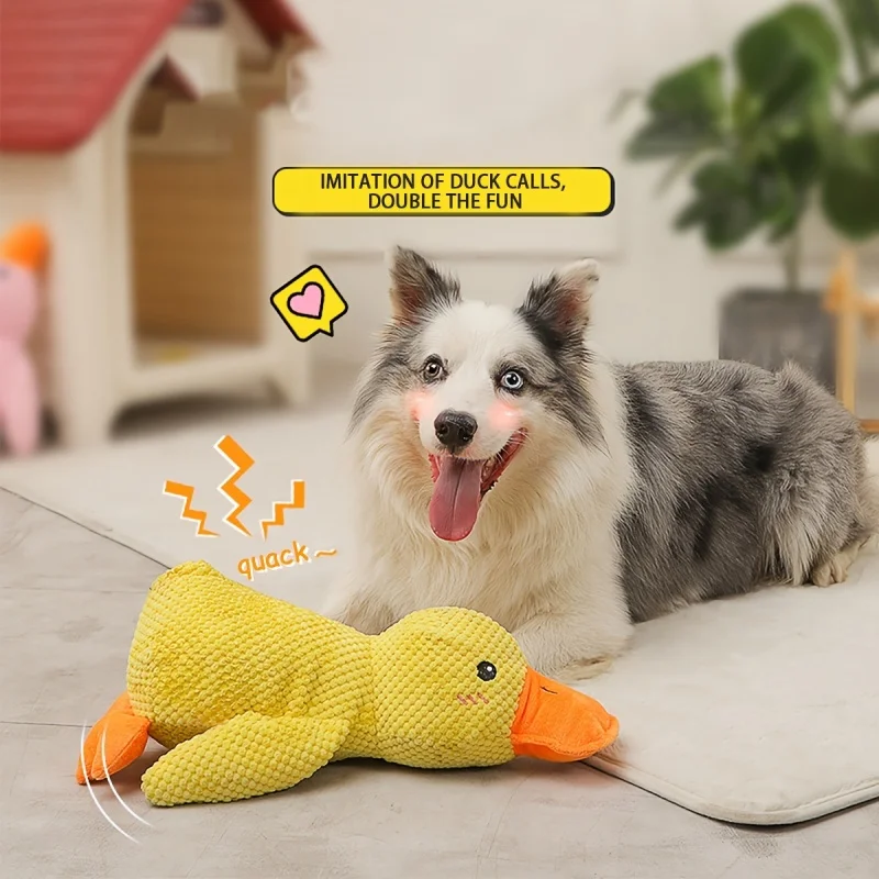 1pc Large Duck-Shaped Squeaky Plush Toy for Dogs - Teeth Cleaning, Durable ChewToy, Interactive Fun for Engaging Playtime