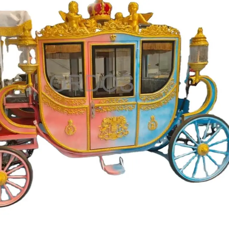 

Customized Electric Royal Horse Sightseeing Carriage Wedding Wagon Cart Royal Horse Drawn Cinderella Carriage