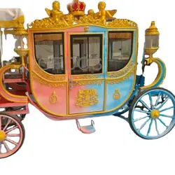 Customized Electric Royal Horse Sightseeing Carriage Wedding Wagon Cart Royal Horse Drawn Cinderella Carriage