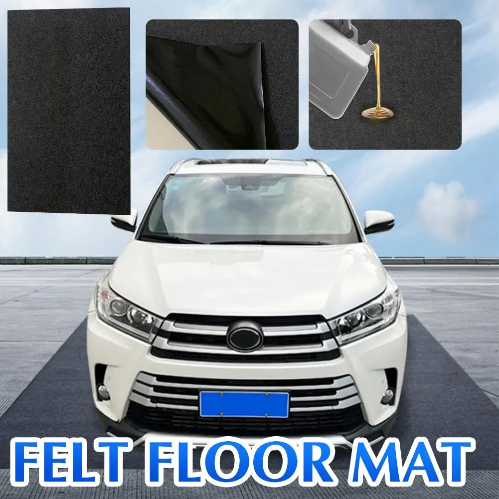 2pcs Garage Carpet Car Repair Waterproof And Anti-Oil Seepage Mat Checkered Anti-Slip Felt Car Garage Mat Protect Floor Cuttable