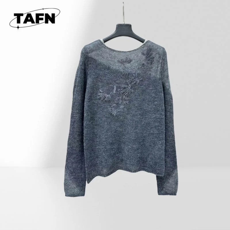 

Элегантный женский вязаный пуловер в классическом стиле с длинным рукавом для осенне-зимнего сезона, классический вязаный топ AZ2003