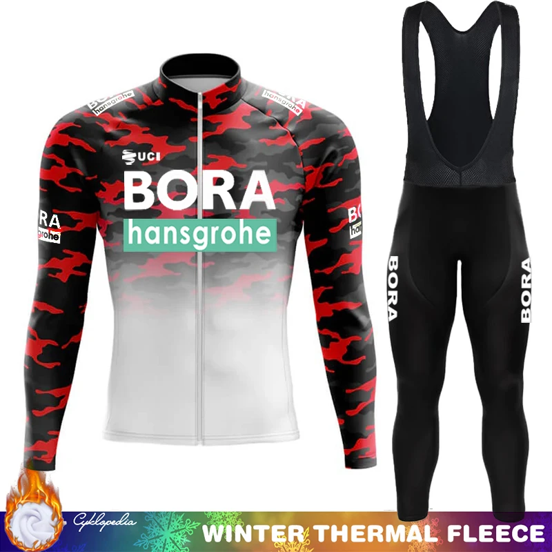 

UCI BORA Men Cycling Clothing Jersey Fleece Sets Winter Uniform Man Thermal Sportswear Set Road Bikes Outfit Bicycle Men's Mtb