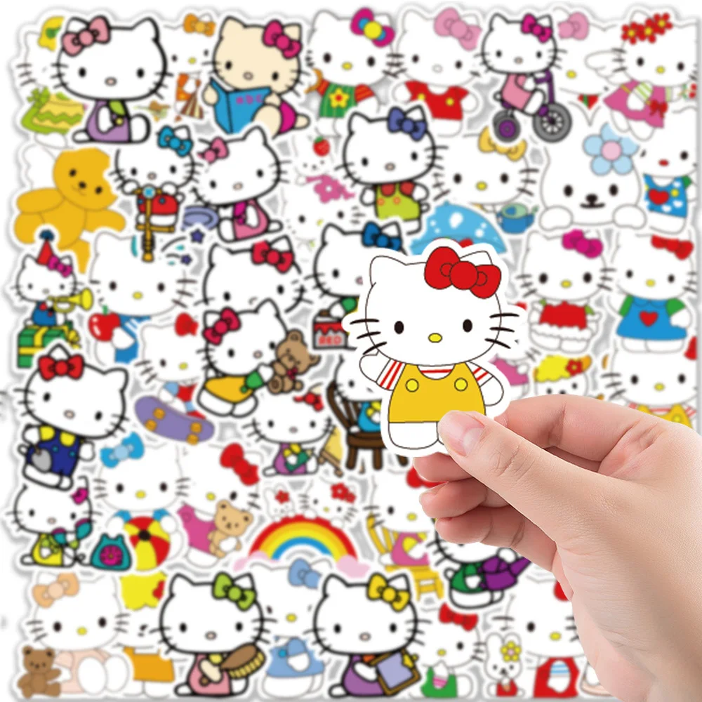 10/30/50pcs Cute Funny Cartoon Hello Kitty Stickers Aesthetic Decals Kids Toys Decoration Notebook Laptop Car Stationery Sticker