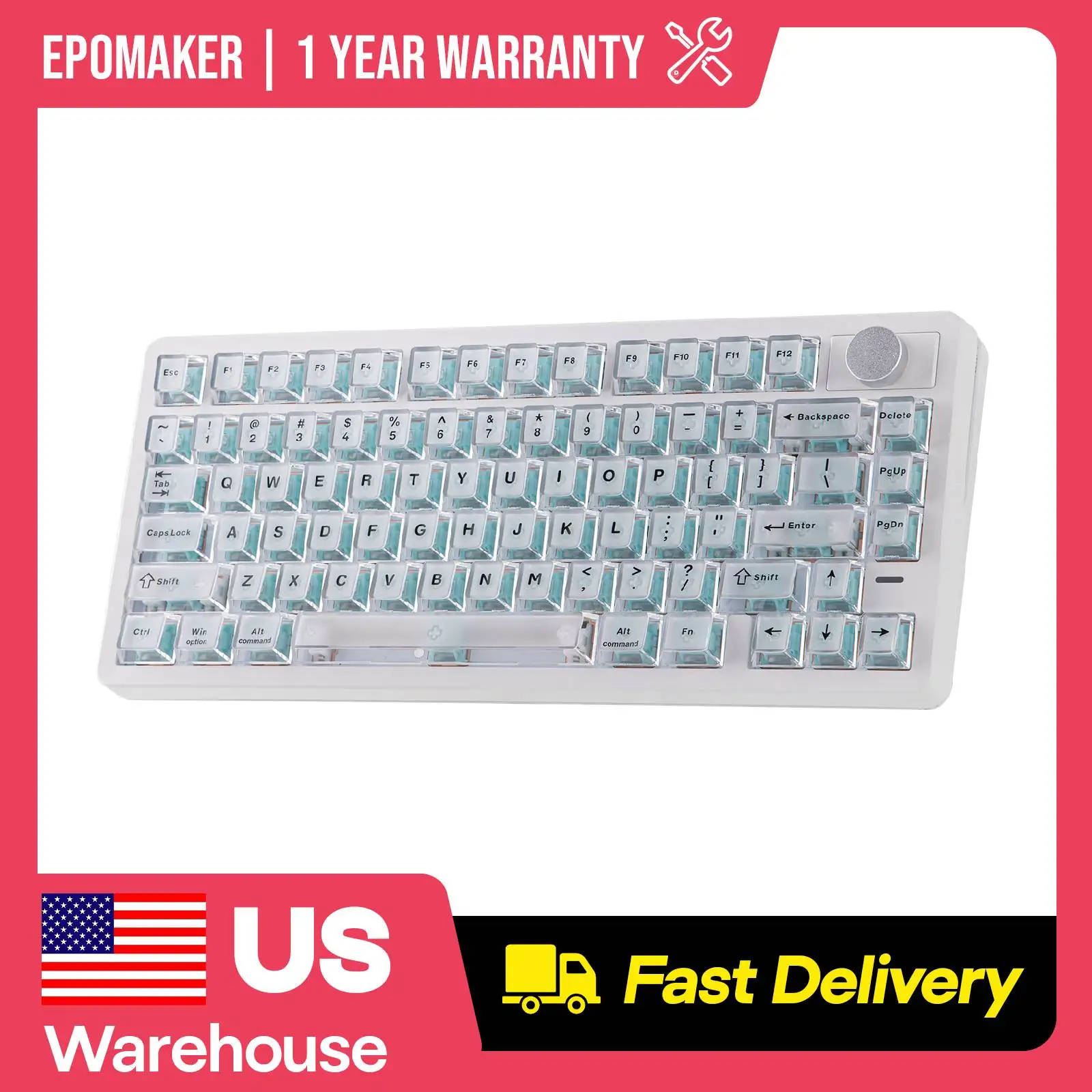 EPOMAKER HE75 V2 TMR 75% ANSI US Layout Hot-Swap Wired/BT/2.4Ghz Wireless Magnetic Gaming Keyboard with 8K Polling & 8000mAh