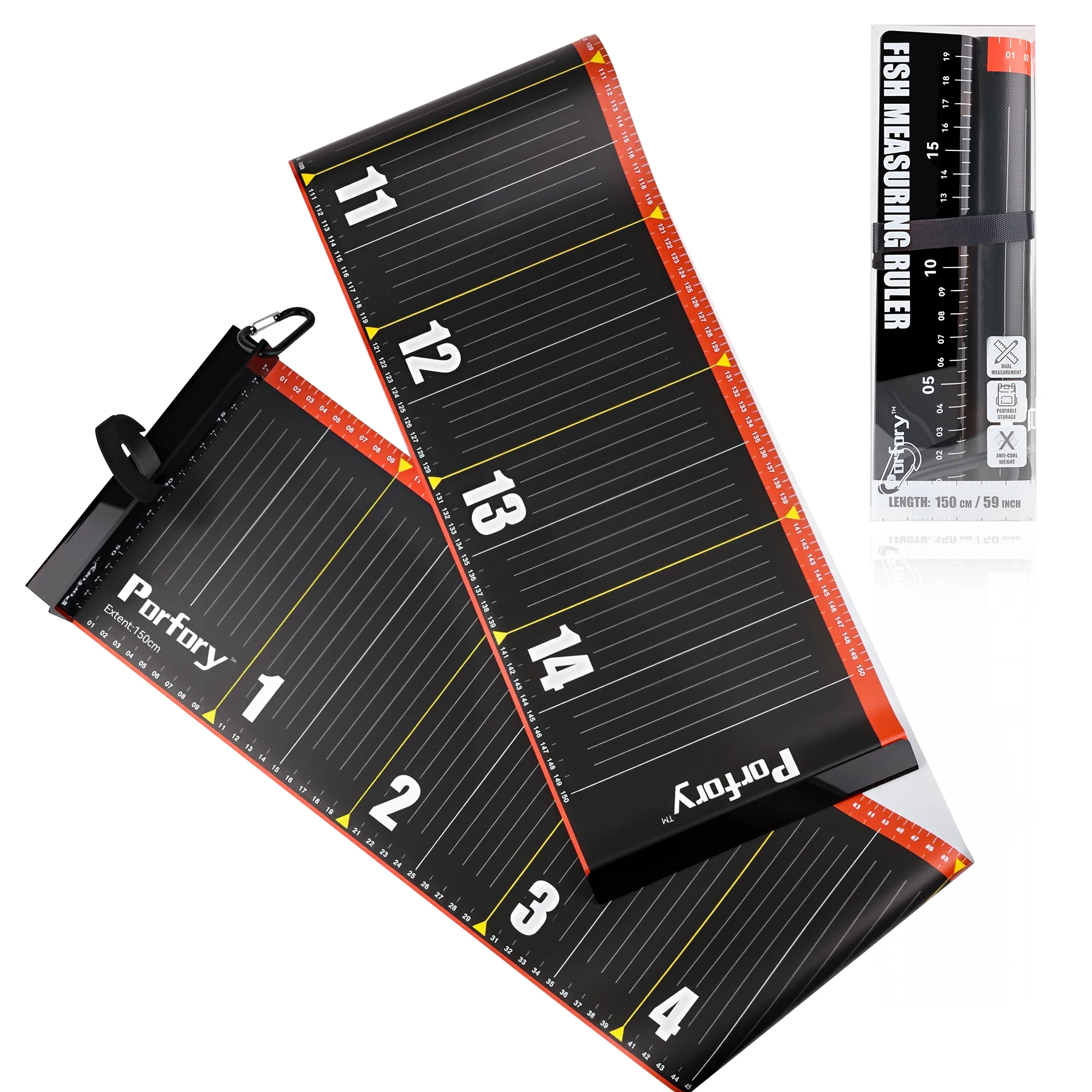 

Porfory 150cm Waterproof PVC Fishing Ruler Portable Folding Fish Measure Board Tool for Kayak Boat Outdoor Fishing Accessories