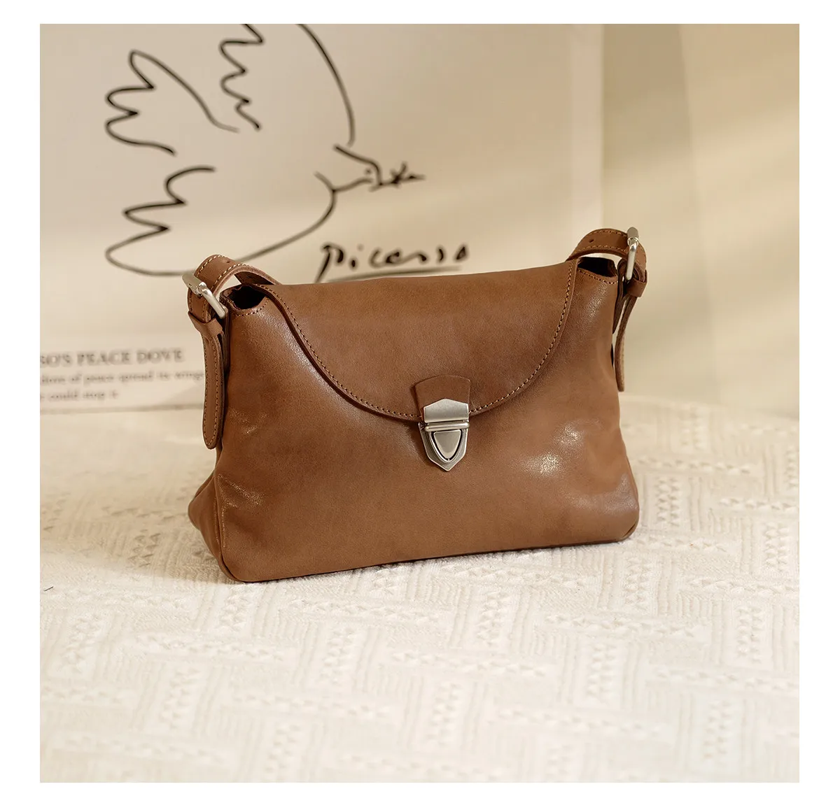 Hochwertige Damen-Umhängetasche aus echtem Leder für den täglichen Gebrauch im Freien, modische Vintage-Luxus-Schultertasche aus echtem Rindsleder – Detail 16