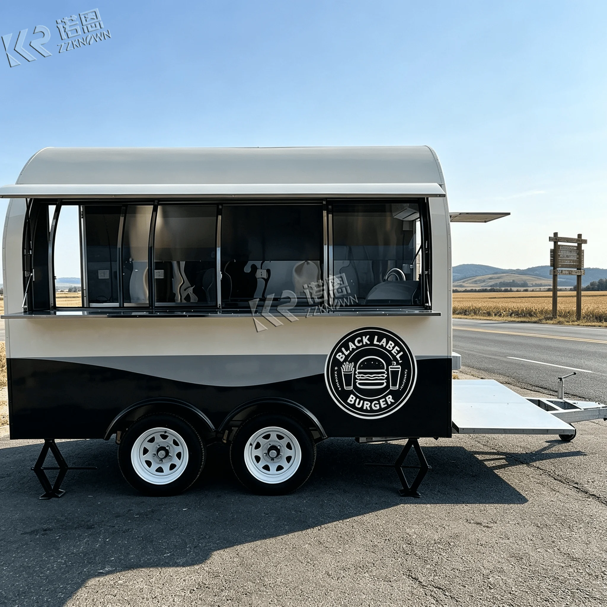 2.8m ODM Modified Curved Food Truck Food Trailer Simple Interior Layout for Solo Entrepreneur Street Business