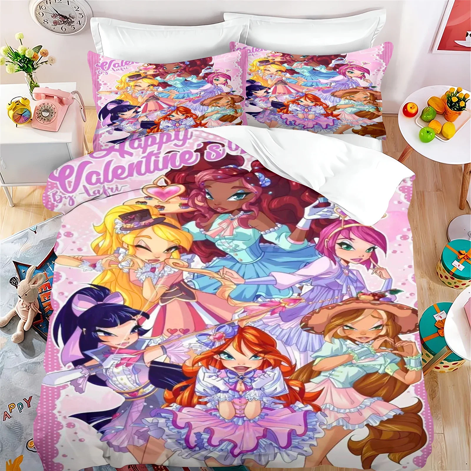 الكرتون Winx نادي طقم سرير لينة حاف مجموعة غطاء غطاء لحاف المخدة غطاء لحاف الاطفال المفارش للأطفال الصبي ، ورقة المجهزة