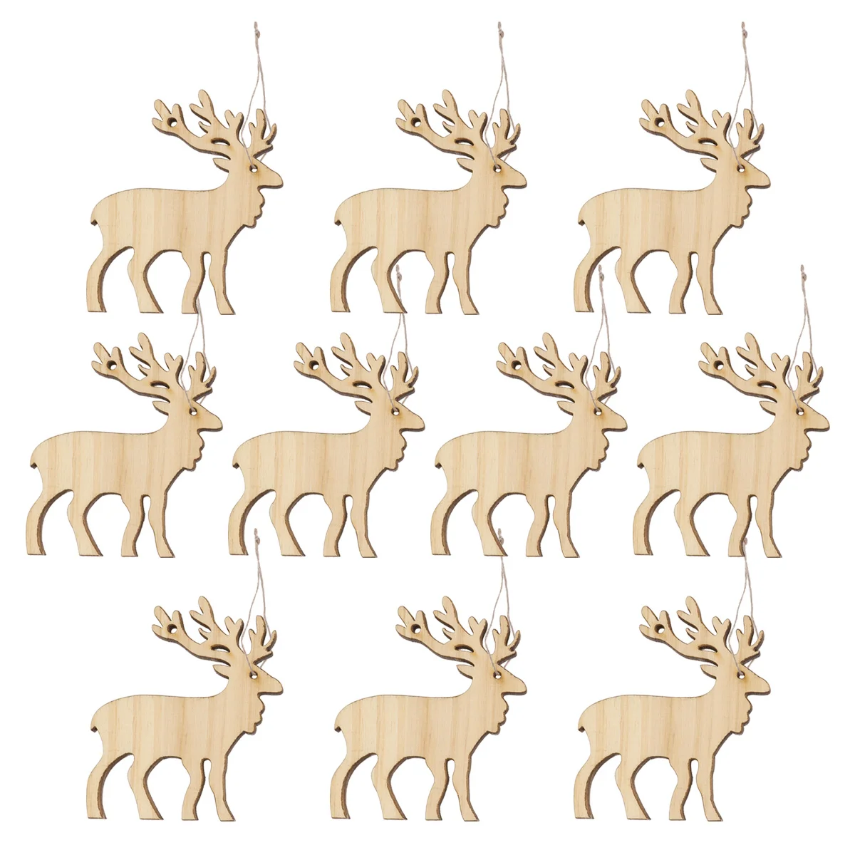 

10 Pcs Wooden Pendant Christmas Decorations for Entryway Cutouts Bamboo Elk Shape