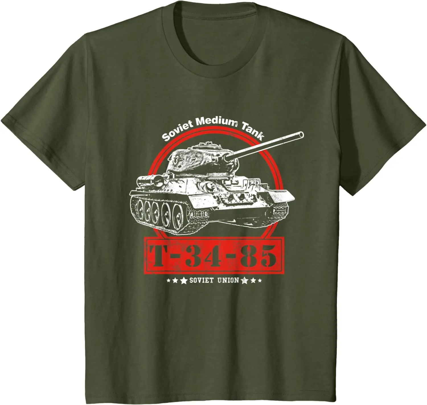 T-34-85 제 2 차 세계 대전 소련 탱크 남성 티셔츠 짧은 캐주얼 100% 면 셔츠