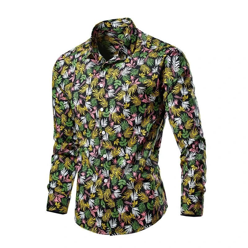 Flower Men Long Sleeve Printed Shirts For Mens Social Luxury Man Designer Clothes Hawaiian Fashion Elegant Classic Shirt Women