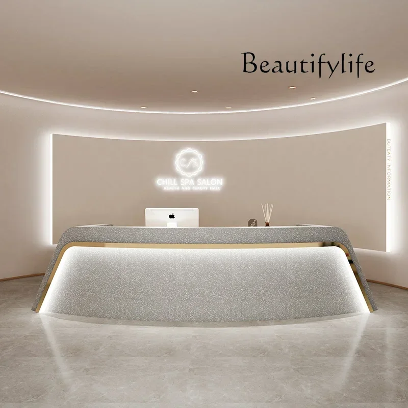 1A متجر حديث مكاتب الاستقبال صالون تجميل أرفف فريدة من نوعها مكاتب فاخرة فندق صناعي عرض أثاث Mostrador De Tienda