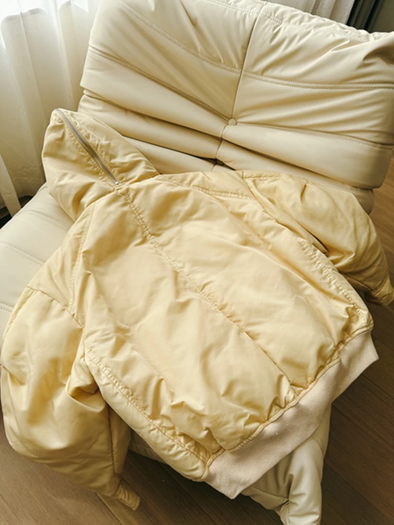 2025 invierno nuevo Faion Thiened blanco Du abajo Parka abrigo con Cuello de piel coreano Sle mujer cálido poliéster Jaet