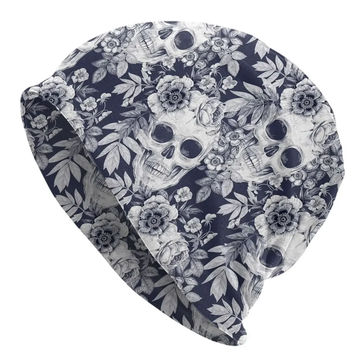 Death Skull Gothic Flowers Skullies Beanies Hats Spring Unisex Ski Cap Warm Dual-use Bonnet