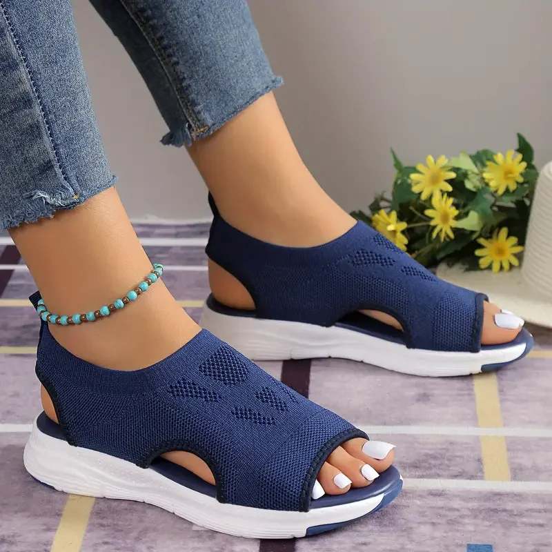 New Summer Fashion Comfortable Round Toe Thick Sole Solid Color Casual Sports Shoes Mesh Breathable Open-toe Sandals for Women image 5