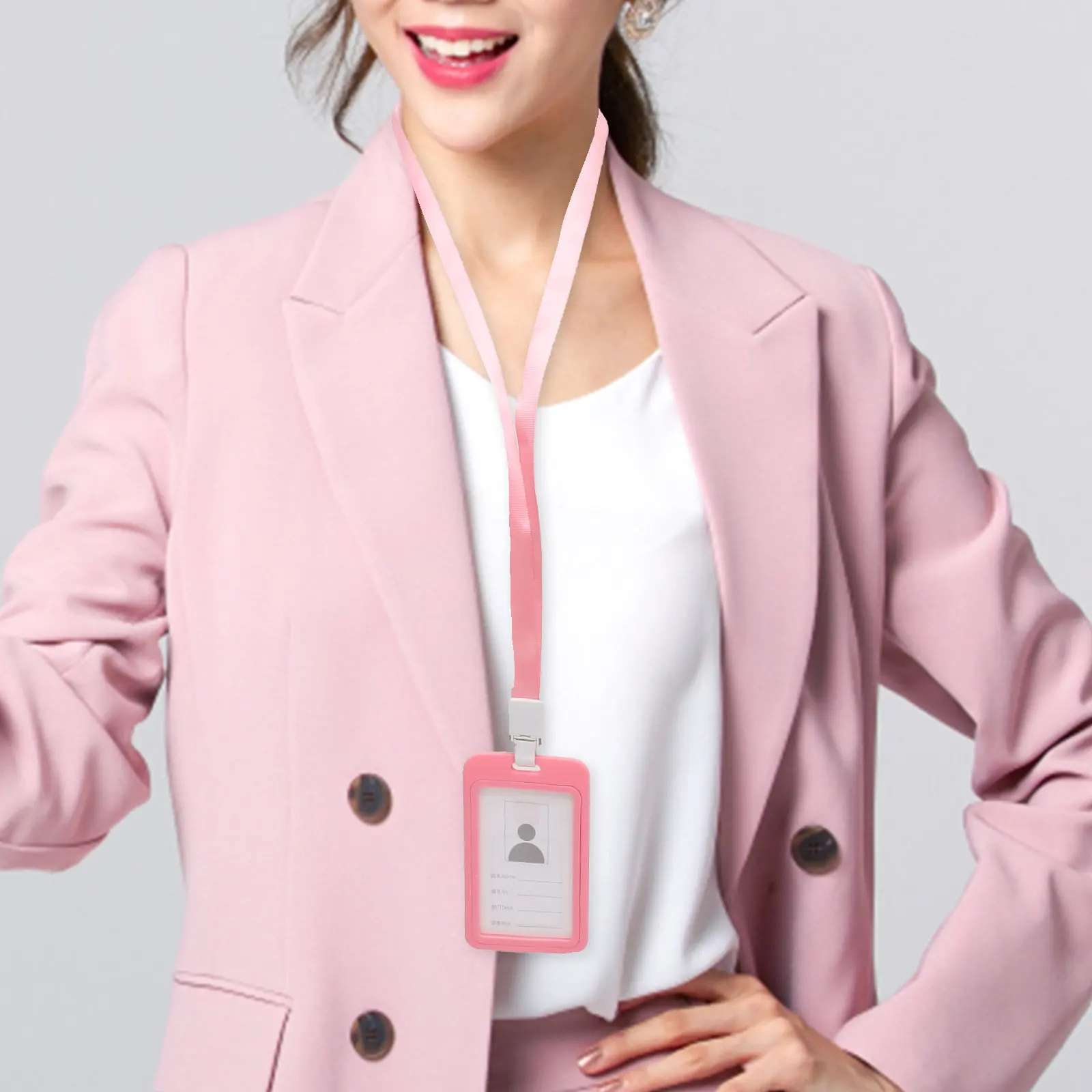 

1 комплект защитных прозрачных чехлов для карт с держателем для бейджей и шнурком, портативный держатель для именных бейджей для сотрудников и студентов