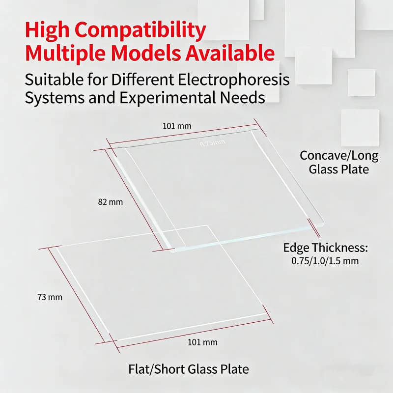WEIAI Electrophoresis Glass Plates Long/Short Thick/Thin Concave 1.0/1.5mm for Vertical Protein Gel WB Making Running Lab