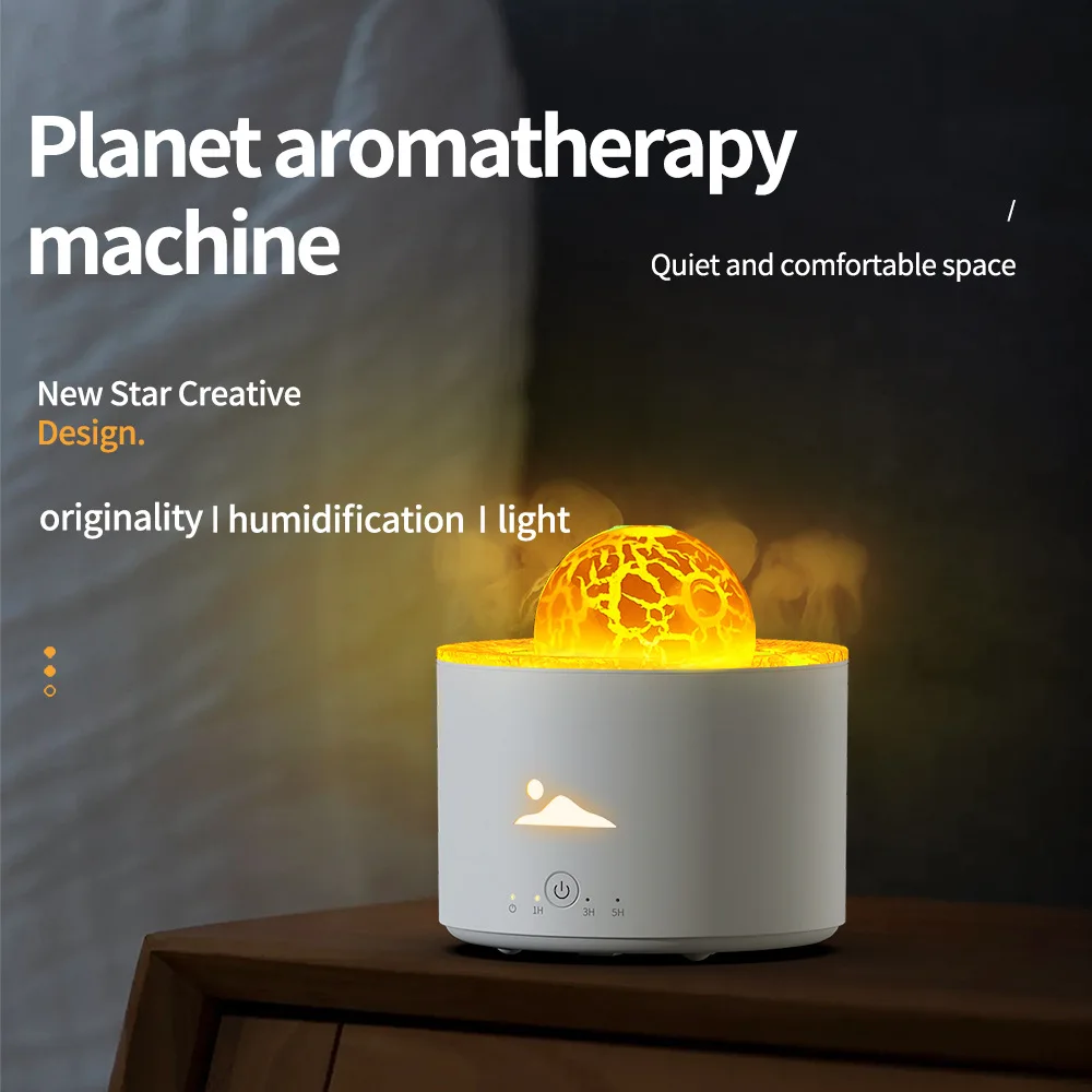 Volcano Flame Planet Aromatherapy Night Light Office Home Desktop Multi functional Decorative Atmosphere Light Humidifier