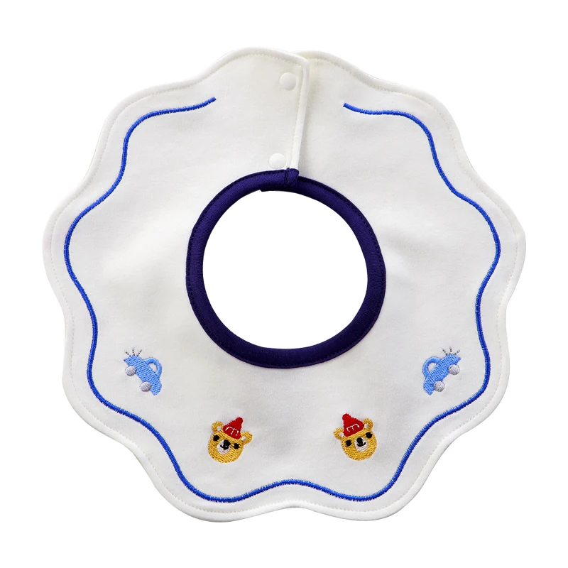 Cotton Waterproof Baby Bibs Fashion Round Neck baby Burp Cloth Bibs 360 Degree Flower Bib for Girls Baby Clothing Bandana Bibs